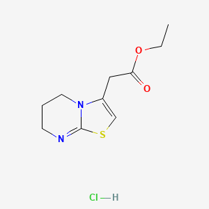 molecular formula C10H15ClN2O2S B7751962 Ethyl 2-(6,7-dihydro-5H-thiazolo[3,2-a]pyrimidin-3-yl)acetate hydrochloride CAS No. 76629-22-6