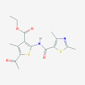 molecular formula C16H18N2O4S2 B7752090 ETHYL 5-ACETYL-2-(2,4-DIMETHYL-1,3-THIAZOLE-5-AMIDO)-4-METHYLTHIOPHENE-3-CARBOXYLATE 