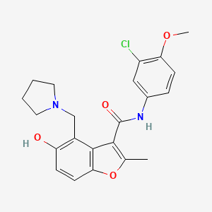 molecular formula C22H23ClN2O4 B7752372 N-(3-CHLORO-4-METHOXYPHENYL)-5-HYDROXY-2-METHYL-4-[(PYRROLIDIN-1-YL)METHYL]-1-BENZOFURAN-3-CARBOXAMIDE 