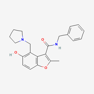 molecular formula C22H24N2O3 B7752389 N-BENZYL-5-HYDROXY-2-METHYL-4-[(PYRROLIDIN-1-YL)METHYL]-1-BENZOFURAN-3-CARBOXAMIDE 