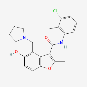 molecular formula C22H23ClN2O3 B7752397 N-(3-CHLORO-2-METHYLPHENYL)-5-HYDROXY-2-METHYL-4-[(PYRROLIDIN-1-YL)METHYL]-1-BENZOFURAN-3-CARBOXAMIDE 