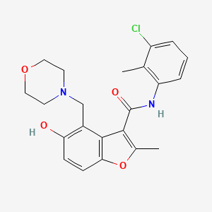 molecular formula C22H23ClN2O4 B7752620 N-(3-CHLORO-2-METHYLPHENYL)-5-HYDROXY-2-METHYL-4-[(MORPHOLIN-4-YL)METHYL]-1-BENZOFURAN-3-CARBOXAMIDE 
