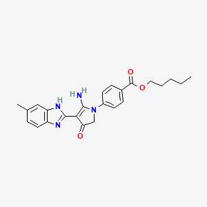 molecular formula C24H26N4O3 B7752790 pentyl 4-[5-amino-4-(6-methyl-1H-benzimidazol-2-yl)-3-oxo-2H-pyrrol-1-yl]benzoate 