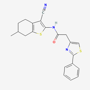 molecular formula C21H19N3OS2 B7753056 N-(3-cyano-6-methyl-4,5,6,7-tetrahydro-1-benzothiophen-2-yl)-2-(2-phenyl-1,3-thiazol-4-yl)acetamide 