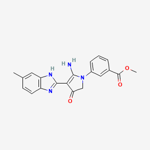 molecular formula C20H18N4O3 B7753304 methyl 3-[5-amino-4-(6-methyl-1H-benzimidazol-2-yl)-3-oxo-2H-pyrrol-1-yl]benzoate 