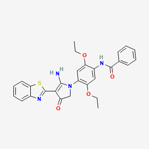 molecular formula C28H26N4O4S B7753335 N-[4-[5-amino-4-(1,3-benzothiazol-2-yl)-3-oxo-2H-pyrrol-1-yl]-2,5-diethoxyphenyl]benzamide 