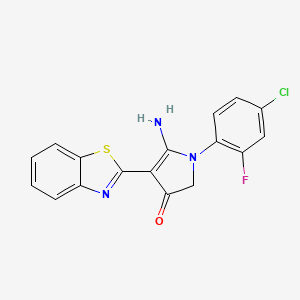 molecular formula C17H11ClFN3OS B7753344 5-amino-4-(1,3-benzothiazol-2-yl)-1-(4-chloro-2-fluorophenyl)-2H-pyrrol-3-one 