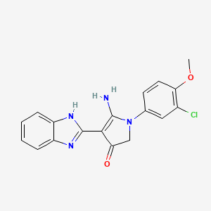 molecular formula C18H15ClN4O2 B7753452 5-amino-4-(1H-benzimidazol-2-yl)-1-(3-chloro-4-methoxyphenyl)-2H-pyrrol-3-one 