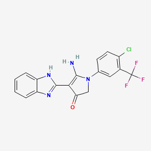 molecular formula C18H12ClF3N4O B7753464 5-amino-4-(1H-benzimidazol-2-yl)-1-[4-chloro-3-(trifluoromethyl)phenyl]-2H-pyrrol-3-one 