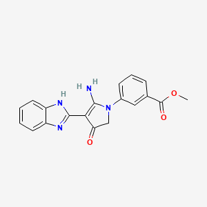 molecular formula C19H16N4O3 B7753557 methyl 3-[5-amino-4-(1H-benzimidazol-2-yl)-3-oxo-2H-pyrrol-1-yl]benzoate 