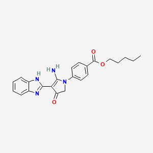 molecular formula C23H24N4O3 B7753584 pentyl 4-[5-amino-4-(1H-benzimidazol-2-yl)-3-oxo-2H-pyrrol-1-yl]benzoate 