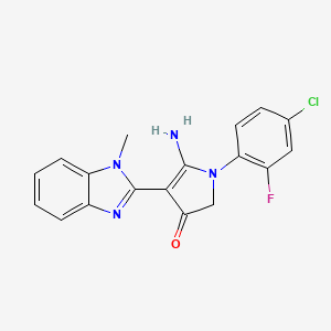 molecular formula C18H14ClFN4O B7753696 5-amino-1-(4-chloro-2-fluorophenyl)-4-(1-methylbenzimidazol-2-yl)-2H-pyrrol-3-one 