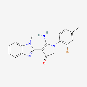 molecular formula C19H17BrN4O B7753702 5-amino-1-(2-bromo-4-methylphenyl)-4-(1-methylbenzimidazol-2-yl)-2H-pyrrol-3-one 
