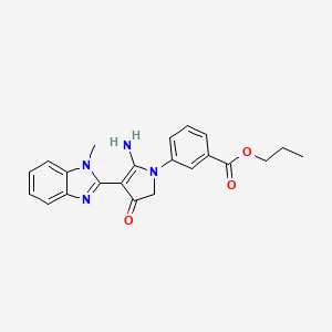 molecular formula C22H22N4O3 B7753708 propyl 3-[5-amino-4-(1-methylbenzimidazol-2-yl)-3-oxo-2H-pyrrol-1-yl]benzoate 