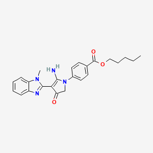 molecular formula C24H26N4O3 B7753722 pentyl 4-[5-amino-4-(1-methylbenzimidazol-2-yl)-3-oxo-2H-pyrrol-1-yl]benzoate 
