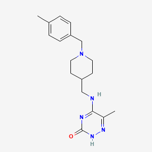 molecular formula C18H25N5O B7754036 6-methyl-5-[[1-[(4-methylphenyl)methyl]piperidin-4-yl]methylamino]-2H-1,2,4-triazin-3-one 