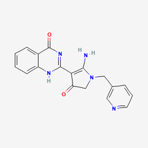 molecular formula C18H15N5O2 B7754091 2-[5-amino-3-oxo-1-(pyridin-3-ylmethyl)-2H-pyrrol-4-yl]-1H-quinazolin-4-one 