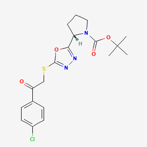 molecular formula C19H22ClN3O4S B7754374 TERT-BUTYL 2-(5-{[2-(4-CHLOROPHENYL)-2-OXOETHYL]SULFANYL}-1,3,4-OXADIAZOL-2-YL)PYRROLIDINE-1-CARBOXYLATE 