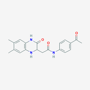 molecular formula C20H21N3O3 B7755473 N-(4-acetylphenyl)-2-(6,7-dimethyl-3-oxo-1,2,3,4-tetrahydroquinoxalin-2-yl)acetamide 