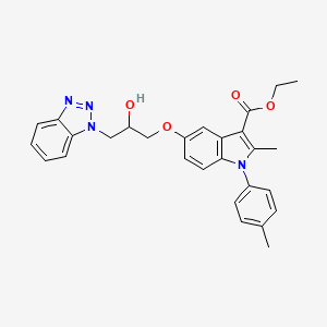molecular formula C28H28N4O4 B7755493 ethyl 5-[3-(1H-1,2,3-benzotriazol-1-yl)-2-hydroxypropoxy]-2-methyl-1-(4-methylphenyl)-1H-indole-3-carboxylate 