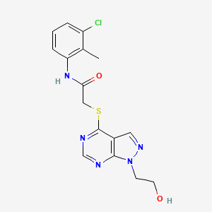 molecular formula C16H16ClN5O2S B7756116 N-(3-chloro-2-methylphenyl)-2-((1-(2-hydroxyethyl)-1H-pyrazolo[3,4-d]pyrimidin-4-yl)thio)acetamide 