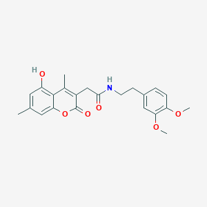 molecular formula C23H25NO6 B7756267 N-[2-(3,4-dimethoxyphenyl)ethyl]-2-(5-hydroxy-4,7-dimethyl-2-oxo-2H-chromen-3-yl)acetamide 