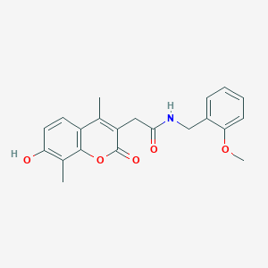 molecular formula C21H21NO5 B7756299 2-(7-HYDROXY-4,8-DIMETHYL-2-OXO-2H-CHROMEN-3-YL)-N-[(2-METHOXYPHENYL)METHYL]ACETAMIDE 