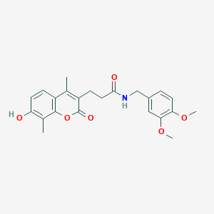 molecular formula C23H25NO6 B7756312 N-[(3,4-DIMETHOXYPHENYL)METHYL]-3-(7-HYDROXY-4,8-DIMETHYL-2-OXO-2H-CHROMEN-3-YL)PROPANAMIDE 