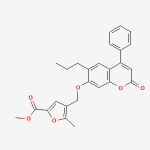 molecular formula C26H24O6 B7756607 methyl 5-methyl-4-{[(2-oxo-4-phenyl-6-propyl-2H-chromen-7-yl)oxy]methyl}furan-2-carboxylate 