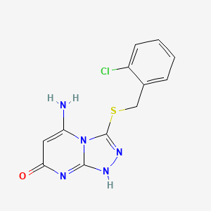 molecular formula C12H10ClN5OS B7756737 5-amino-3-[(2-chlorophenyl)methylsulfanyl]-1H-[1,2,4]triazolo[4,3-a]pyrimidin-7-one 