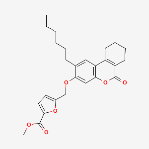 molecular formula C26H30O6 B7756885 METHYL 5-[({2-HEXYL-6-OXO-6H,7H,8H,9H,10H-CYCLOHEXA[C]CHROMEN-3-YL}OXY)METHYL]FURAN-2-CARBOXYLATE 