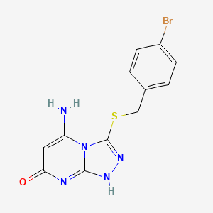 molecular formula C12H10BrN5OS B7757145 5-amino-3-[(4-bromophenyl)methylsulfanyl]-1H-[1,2,4]triazolo[4,3-a]pyrimidin-7-one 