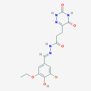 molecular formula C15H16BrN5O5 B7757518 N'-[(E)-(3-BROMO-5-ETHOXY-4-HYDROXYPHENYL)METHYLIDENE]-3-(3,5-DIOXO-2,3,4,5-TETRAHYDRO-1,2,4-TRIAZIN-6-YL)PROPANEHYDRAZIDE 
