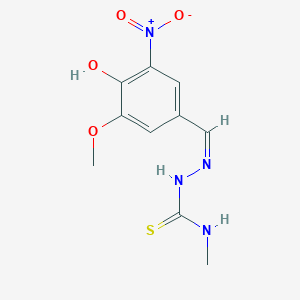 molecular formula C10H12N4O4S B7758372 N'-[(Z)-(4-hydroxy-3-methoxy-5-nitrophenyl)methylidene]-N-methylcarbamohydrazonothioic acid 