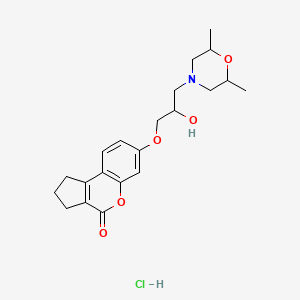 molecular formula C21H28ClNO5 B7758841 7-[3-(2,6-dimethylmorpholin-4-yl)-2-hydroxypropoxy]-2,3-dihydro-1H-cyclopenta[c]chromen-4-one;hydrochloride 
