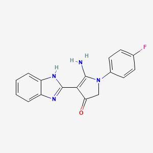 molecular formula C17H13FN4O B7758964 5-amino-4-(1H-benzimidazol-2-yl)-1-(4-fluorophenyl)-2H-pyrrol-3-one 