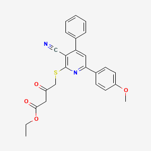 molecular formula C25H22N2O4S B7759266 Ethyl 4-((3-cyano-6-(4-methoxyphenyl)-4-phenylpyridin-2-yl)thio)-3-oxobutanoate 