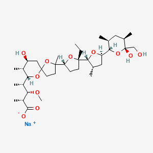 molecular formula C36H61NaO11 B7760011 sodium;(2R,3S,4S)-4-[(7S,8R,9S)-2-[(2R,5S)-5-ethyl-5-[(2R,3S,5R)-5-[(2S,3S,5R,6R)-6-hydroxy-6-(hydroxymethyl)-3,5-dimethyloxan-2-yl]-3-methyloxolan-2-yl]oxolan-2-yl]-7-hydroxy-2,8-dimethyl-1,10-dioxaspiro[4.5]decan-9-yl]-3-methoxy-2-methylpentanoate 