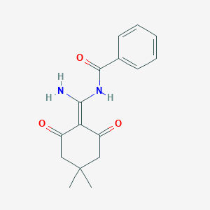 molecular formula C16H18N2O3 B7760032 N-[amino-(4,4-dimethyl-2,6-dioxocyclohexylidene)methyl]benzamide 