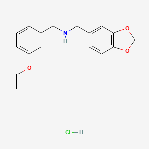 molecular formula C17H20ClNO3 B7760223 1-(Benzo[d][1,3]dioxol-5-yl)-N-(3-ethoxybenzyl)methanamine hydrochloride 