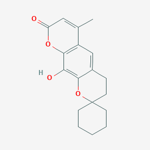 molecular formula C18H20O4 B7760387 10'-hydroxy-6'-methyl-3',4'-dihydro-8'H-spiro[cyclohexane-1,2'-pyrano[3,2-g]chromen]-8'-one 