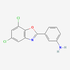 molecular formula C13H8Cl2N2O B7760533 3-(5,7-Dichloro-1,3-benzoxazol-2-yl)aniline CAS No. 6343-13-1