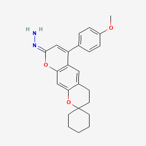 (1E)-[6'-(4-methoxyphenyl)-3',4'-dihydro-8'H-spiro[cyclohexane-1,2'-pyrano[3,2-g]chromen]-8'-ylidene]hydrazine
