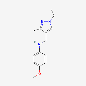 molecular formula C14H19N3O B7761800 N-((1-Ethyl-3-methyl-1H-pyrazol-4-yl)methyl)-4-methoxyaniline 