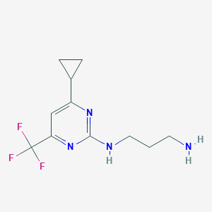 molecular formula C11H15F3N4 B7762027 N1-(4-Cyclopropyl-6-(trifluoromethyl)pyrimidin-2-yl)propane-1,3-diamine 
