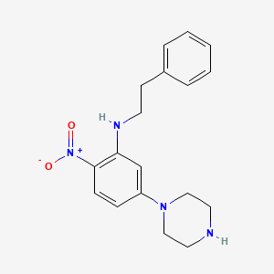 molecular formula C18H22N4O2 B7763696 N-(2-NITRO-5-PIPERAZINOPHENYL)-N-PHENETHYLAMINE 