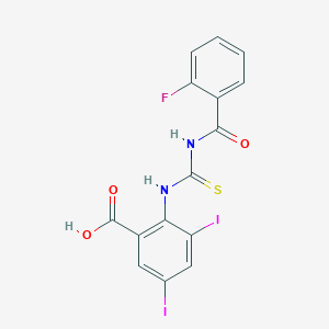 2-({[(2-Fluorophenyl)formamido]methanethioyl}amino)-3,5-diiodobenzoic acid