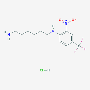 molecular formula C13H19ClF3N3O2 B7763804 N'-[2-nitro-4-(trifluoromethyl)phenyl]hexane-1,6-diamine;hydrochloride 
