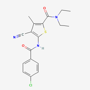 B7764225 5-{[(4-chlorophenyl)carbonyl]amino}-4-cyano-N,N-diethyl-3-methylthiophene-2-carboxamide CAS No. 5693-10-7