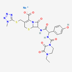 molecular formula C25H26N9NaO8S2 B7764530 sodium;7-[[2-[(4-ethyl-2,3-dioxopiperazine-1-carbonyl)amino]-2-(4-hydroxyphenyl)acetyl]amino]-3-[(1-methyltetrazol-5-yl)sulfanylmethyl]-8-oxo-5-thia-1-azabicyclo[4.2.0]oct-2-ene-2-carboxylate 